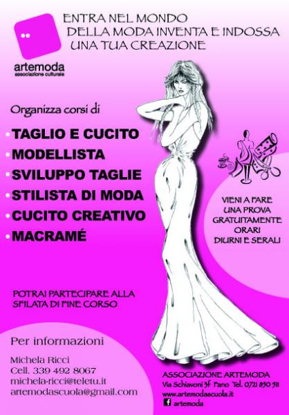 Nuovo corso di modellismo, taglio e confezione Artemoda a Senigallia