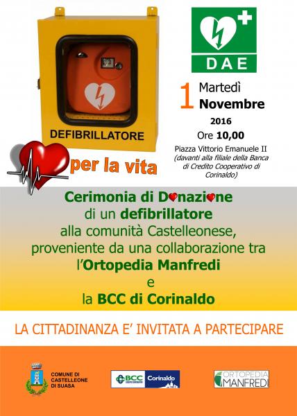 Attivazione Defibrillatore in Piazza a Castelleone di Suasa