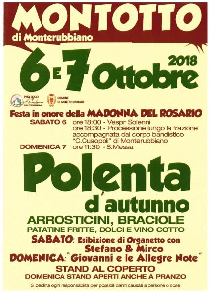 Polenta d'Autunno e Festa in onore della Madonna del Rosario
