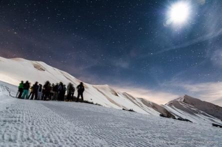 La luna e la neve di San Valentino sui Sibillini
