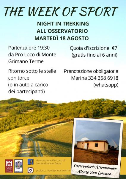 Night in trekking all’Osservatorio