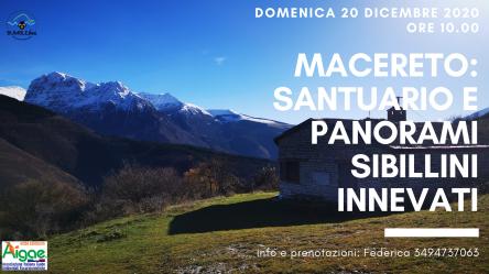 Macereto: santuario e panorami sibillini innevati
