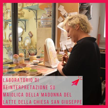 Laboratorio di reinterpretazione su maiolica della Madonna del Latte della Chiesa di San Giuseppe