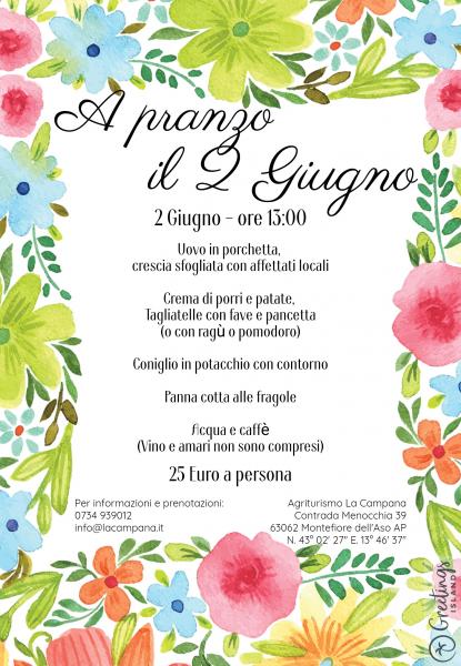 Pranzo del 2 Giugno per la Festa della Repubblica