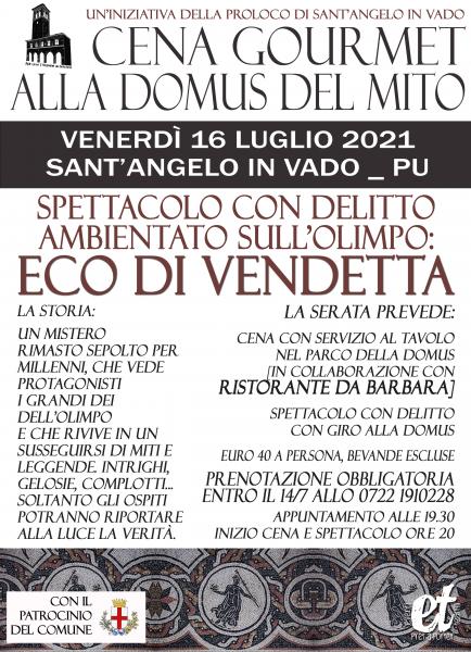 Cena gourmet e spettacolo con delitto alla Domus del Mito