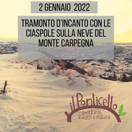 TRAMONTO D’INCANTO CON LE CIASPOLE SULLA NEVE DEL MONTE CARPEGNA