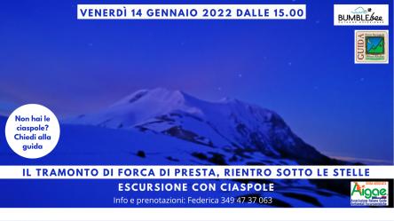 Ciaspole al tramonto a Forca di Presta