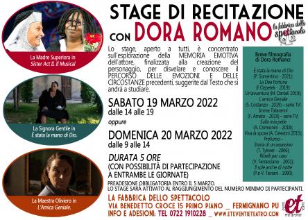 Stage di recitazione con DORA ROMANO
