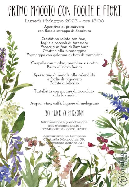 Primo Maggio - pranzo a tema con foglie e fiori