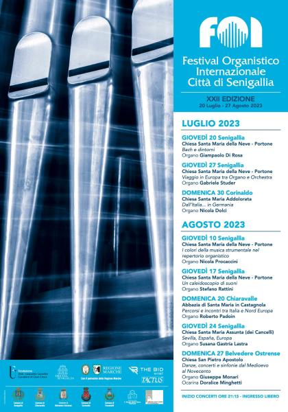 XXII edizione - Festival Organistico Internazionale Città di Senigallia. 20 Luglio / 27 Agosto 2023