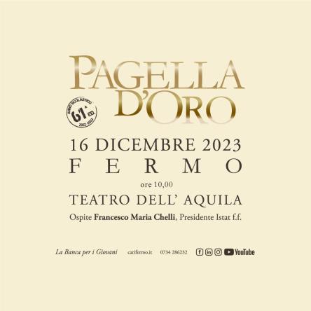 Il 16 dicembre appuntamento con la Pagella d'Oro