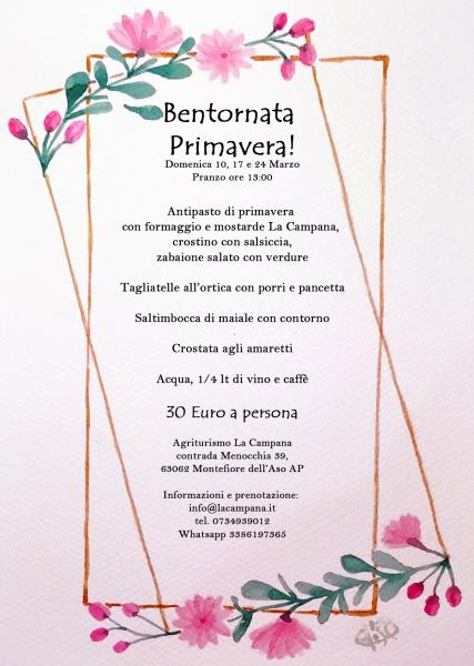 Bentornata Primavera! nuovo menù a tema stagionale