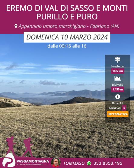 Eremo di Val di Sasso e monti Purillo e Puro