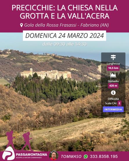 Precicchie: la chiesa nella grotta e la Vall'Acera