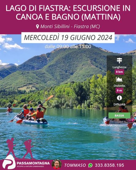Lago di Fiastra: escursione in canoa e bagno (mattina)