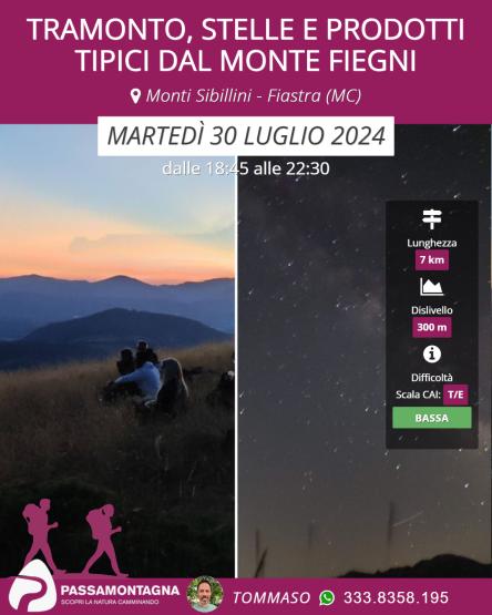 Tramonto, stelle e prodotti tipici dal Monte Fiegni