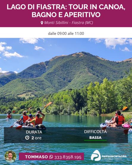 Lago di Fiastra: tour in canoa, bagno e aperitivo
