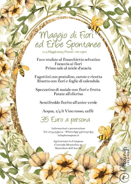 Pranzo con fiori ed erbe spontanee