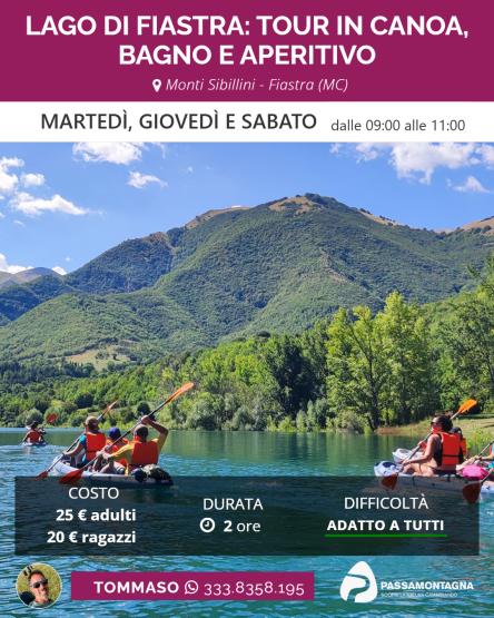 Lago di Fiastra: tour in canoa, bagno e aperitivo