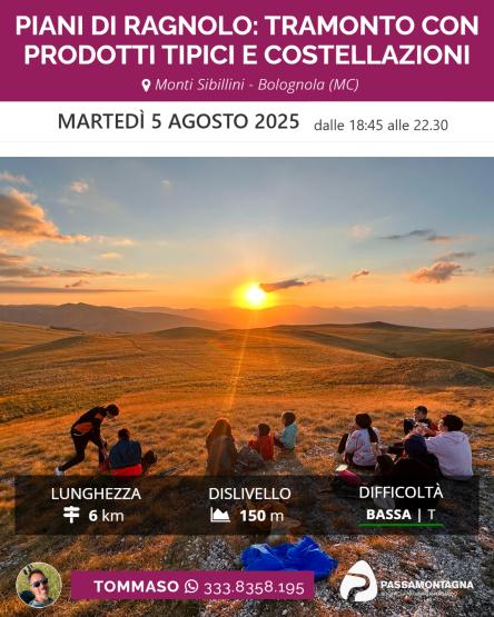 Piani di Ragnolo: tramonto con prodotti tipici e costellazioni