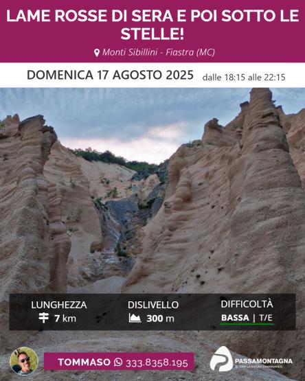 Lame Rosse di sera e poi sotto le stelle!