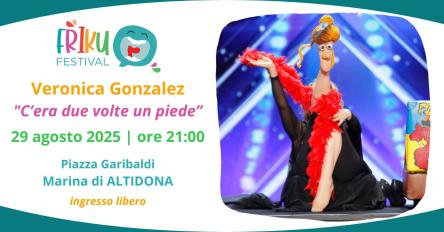 Veronica Gonzalez con il suo teatro dei piedi a Marina di Altidona