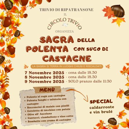 15ª edizione della golosissima Sagra della Polenta al Sugo di Castagne!