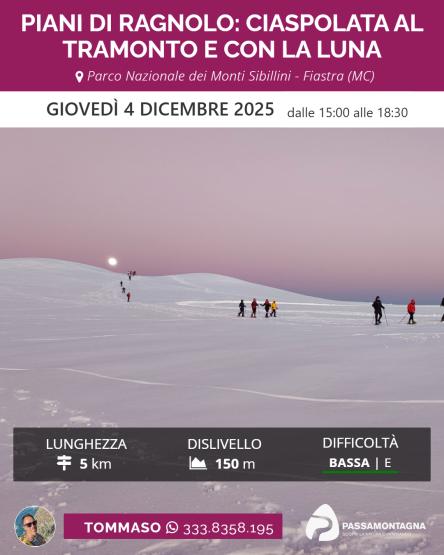 Piani di Ragnolo: ciaspolata al tramonto e con la Luna