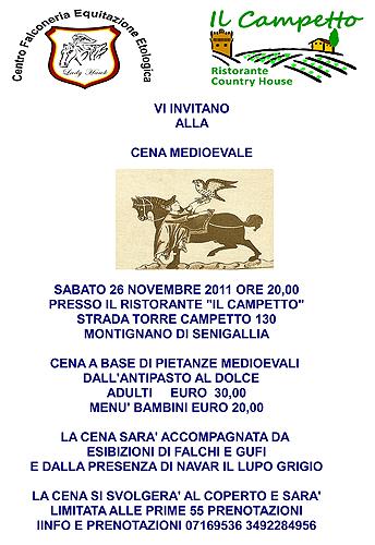 Cena medioevale con spettacolo di falconeria